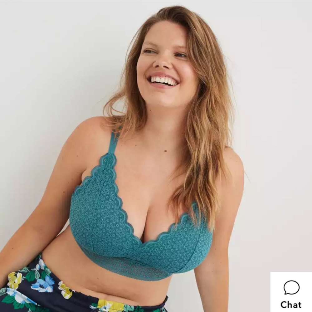 aerie Queens Lace Padded Plunge Bralette
